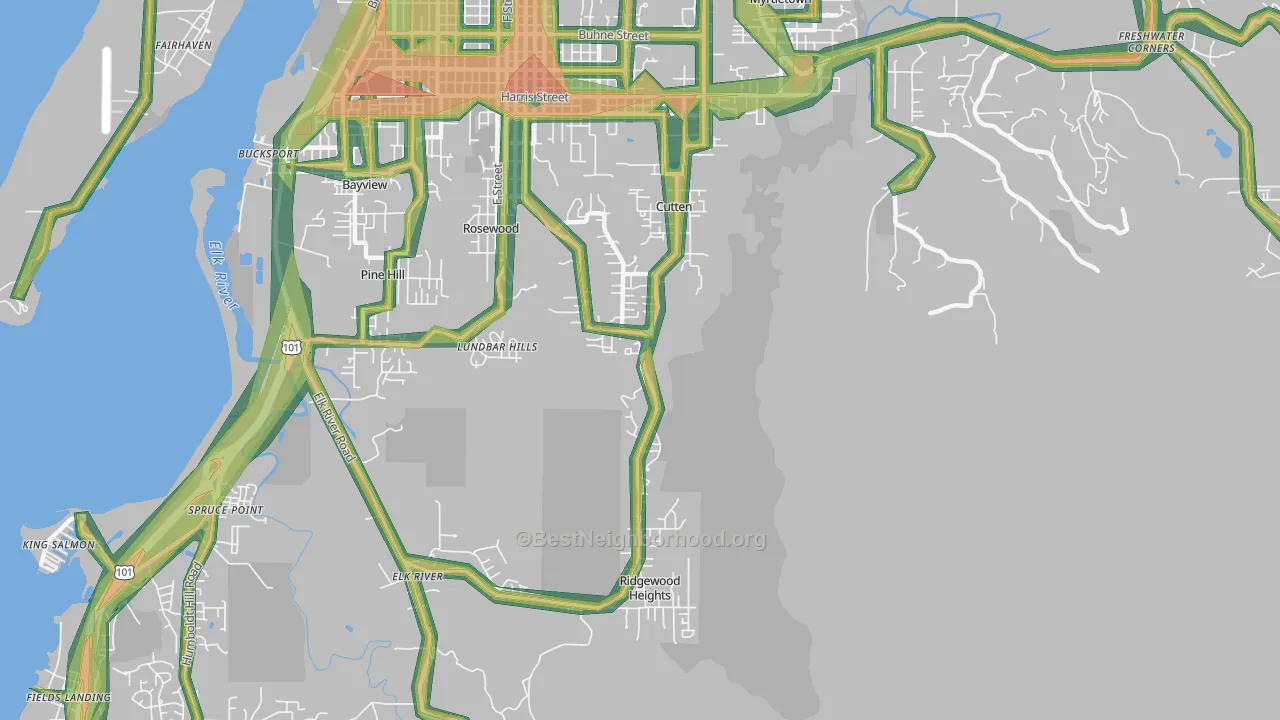 Cutten, Eureka, CA Map of Noise Levels in Cutten