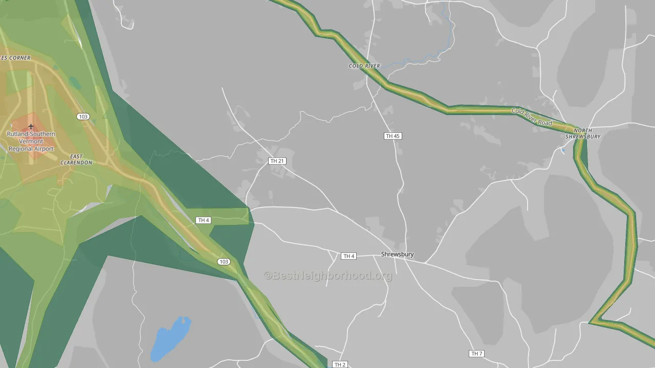 Cuttingsville, VT Map of Noise Levels in Cuttingsville