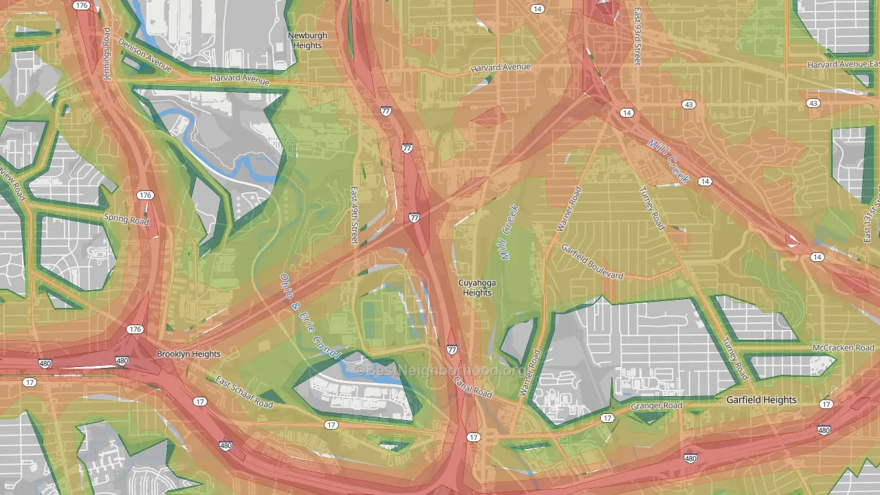Cuyahoga Heights, OH Map of Noise Levels in Cuyahoga Heights