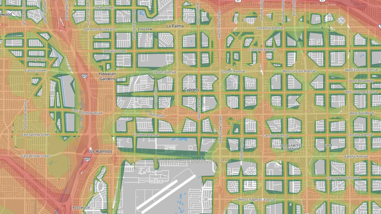 Cypress, CA Map of Noise Levels in Cypress