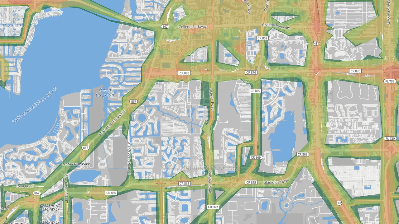 Cypress Lake, FL Map of Noise Levels in Cypress Lake