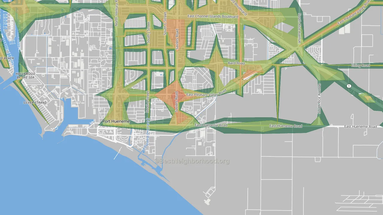 Cypress, Oxnard, CA Map of Noise Levels in Cypress