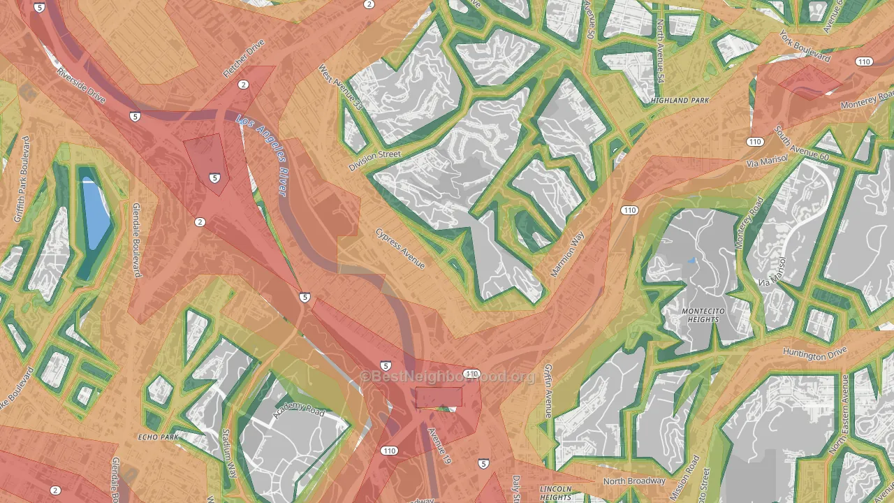 Cypress Park, Los Angeles, CA Map of Noise Levels in Cypress Park
