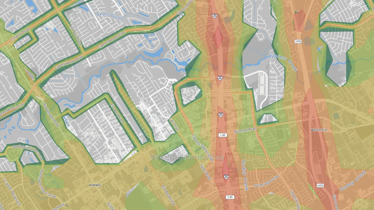 Cypress Station, Houston, TX Map of Noise Levels in Cypress Station