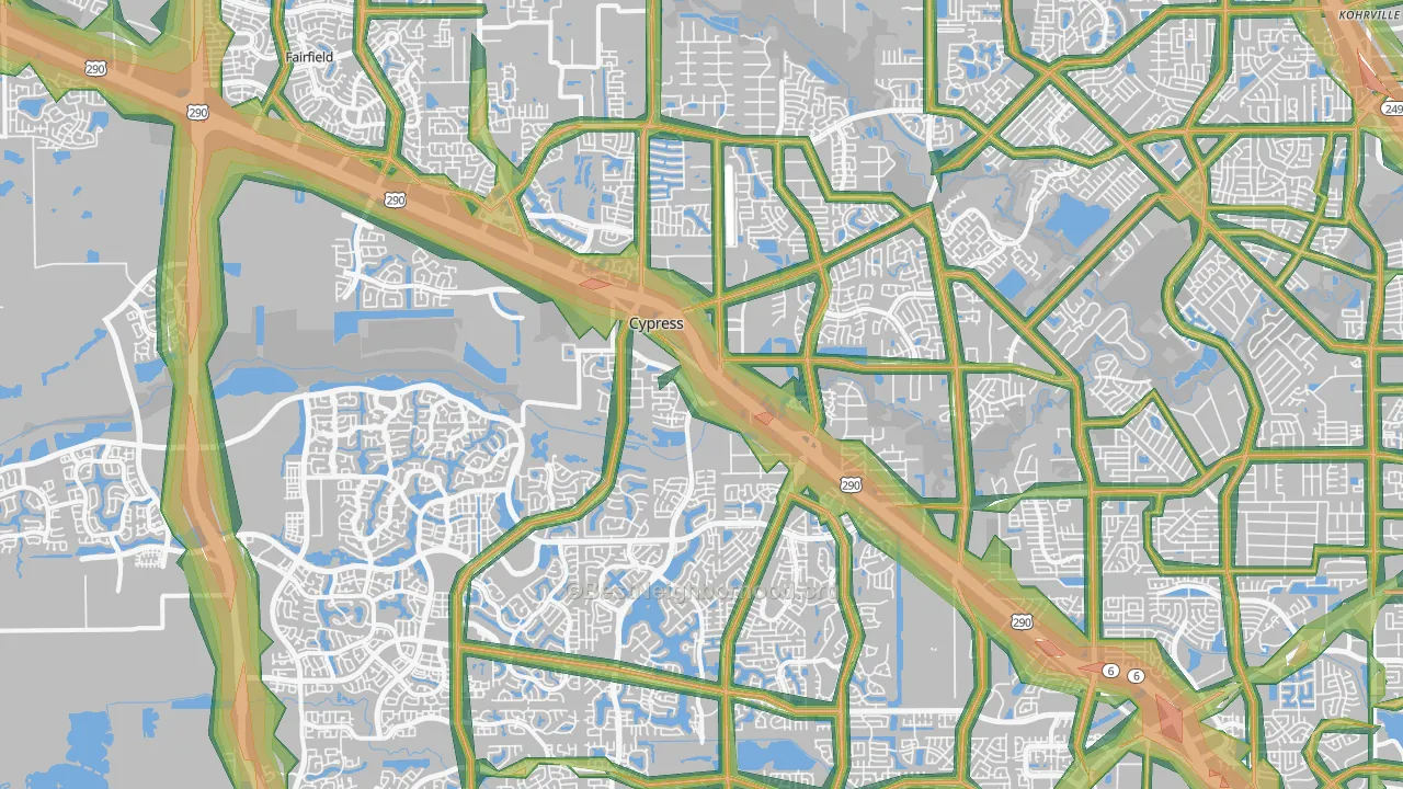Cypress, TX Map of Noise Levels in Cypress