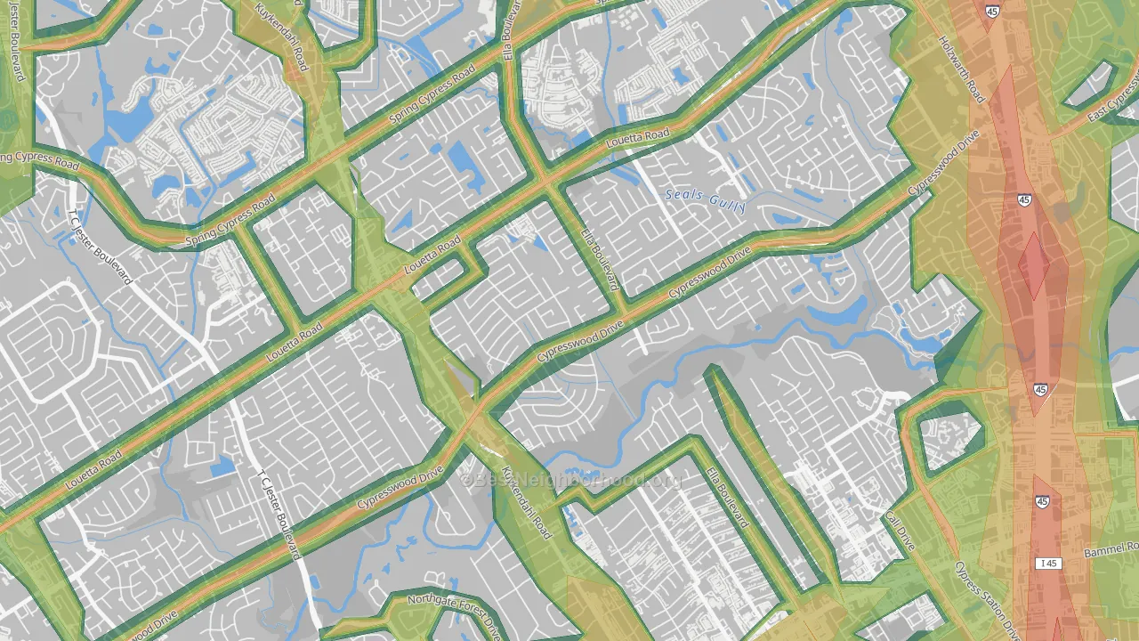 Cypresswood, Spring, TX Map of Noise Levels in Cypresswood