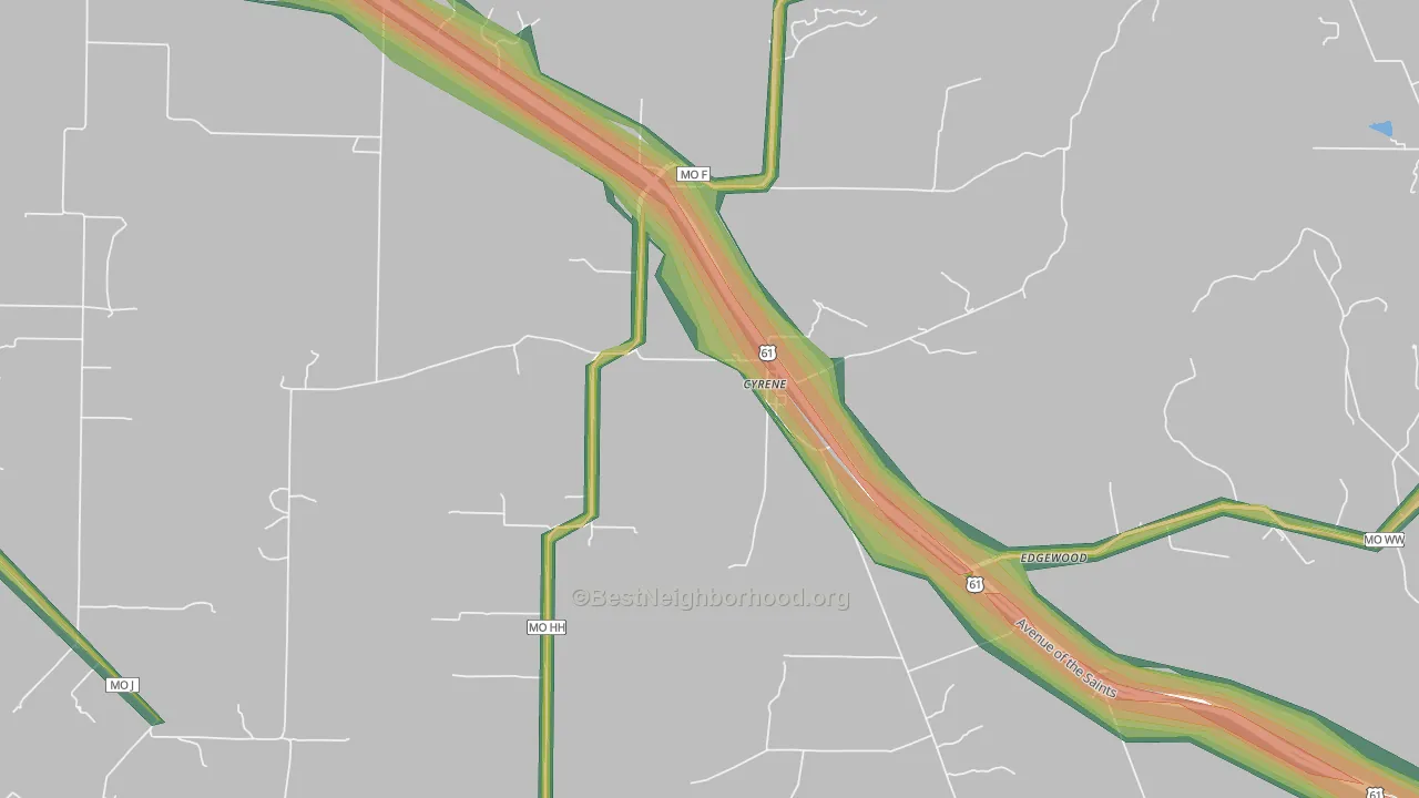 Cyrene, MO Map of Noise Levels in Cyrene