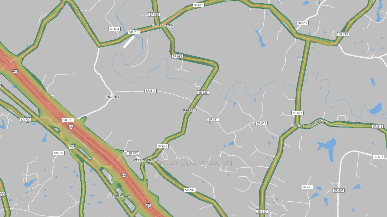 Dabneys, VA Map of Noise Levels in Dabneys