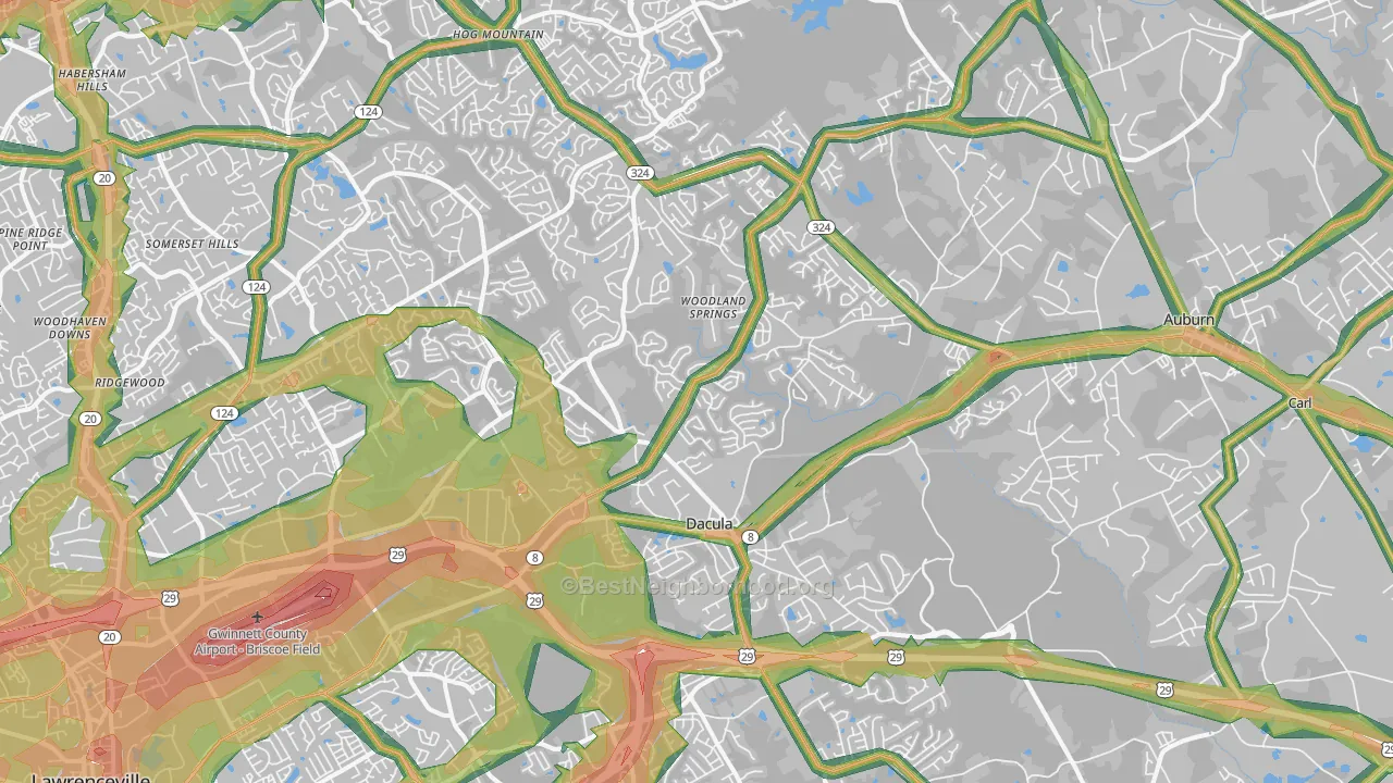 Dacula, GA Map of Noise Levels in Dacula