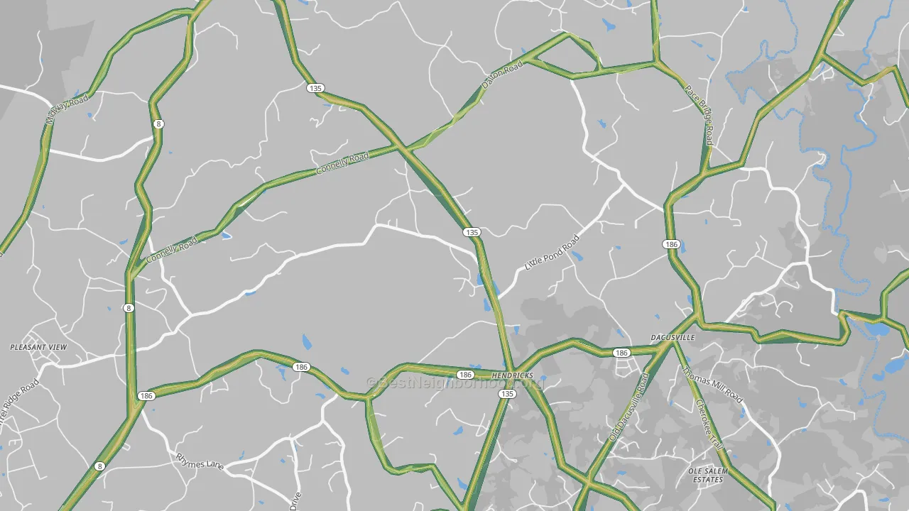 Dacusville, SC Map of Noise Levels in Dacusville