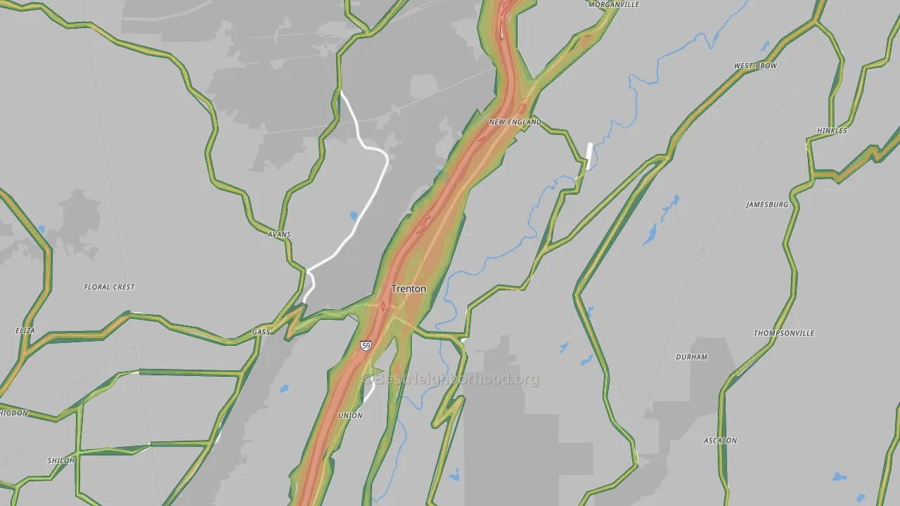 Dade County, GA Map of Noise Levels in Dade County