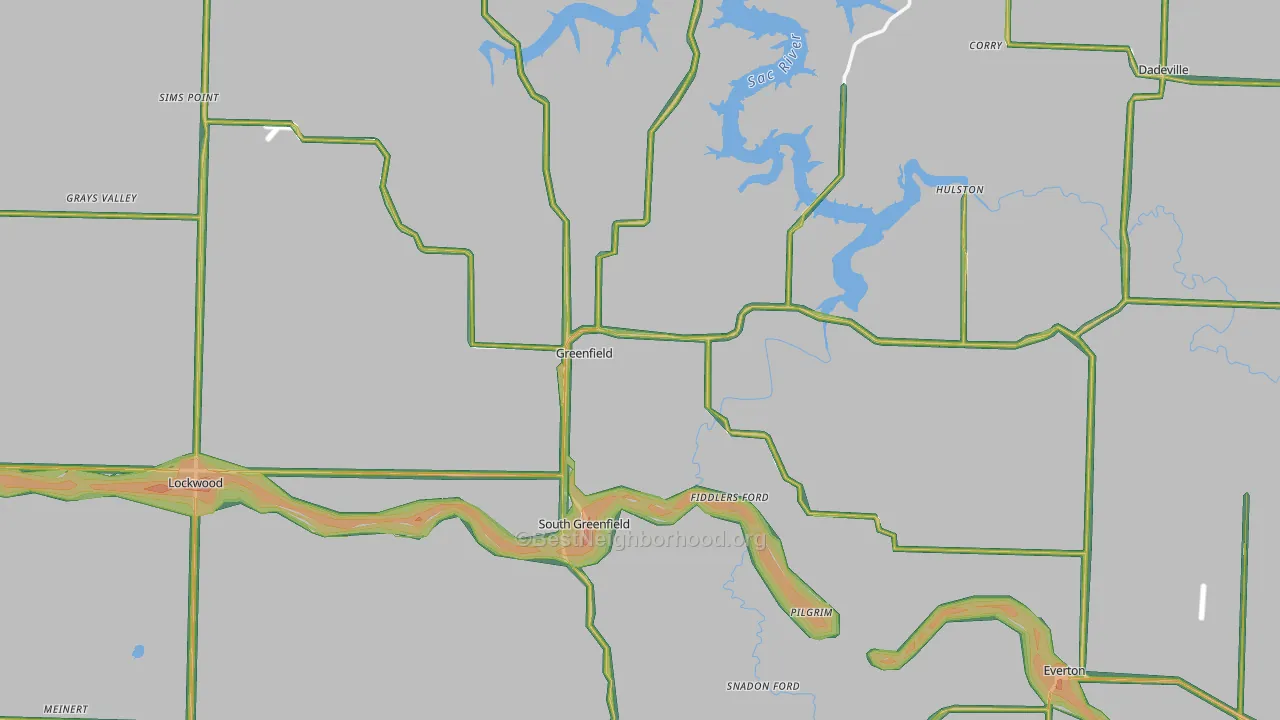 Dade County, MO Map of Noise Levels in Dade County