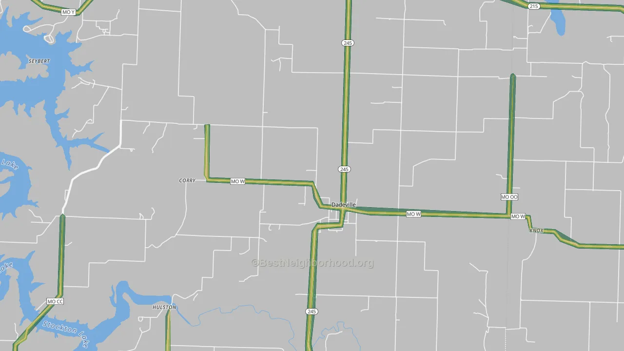 Dadeville, MO Map of Noise Levels in Dadeville
