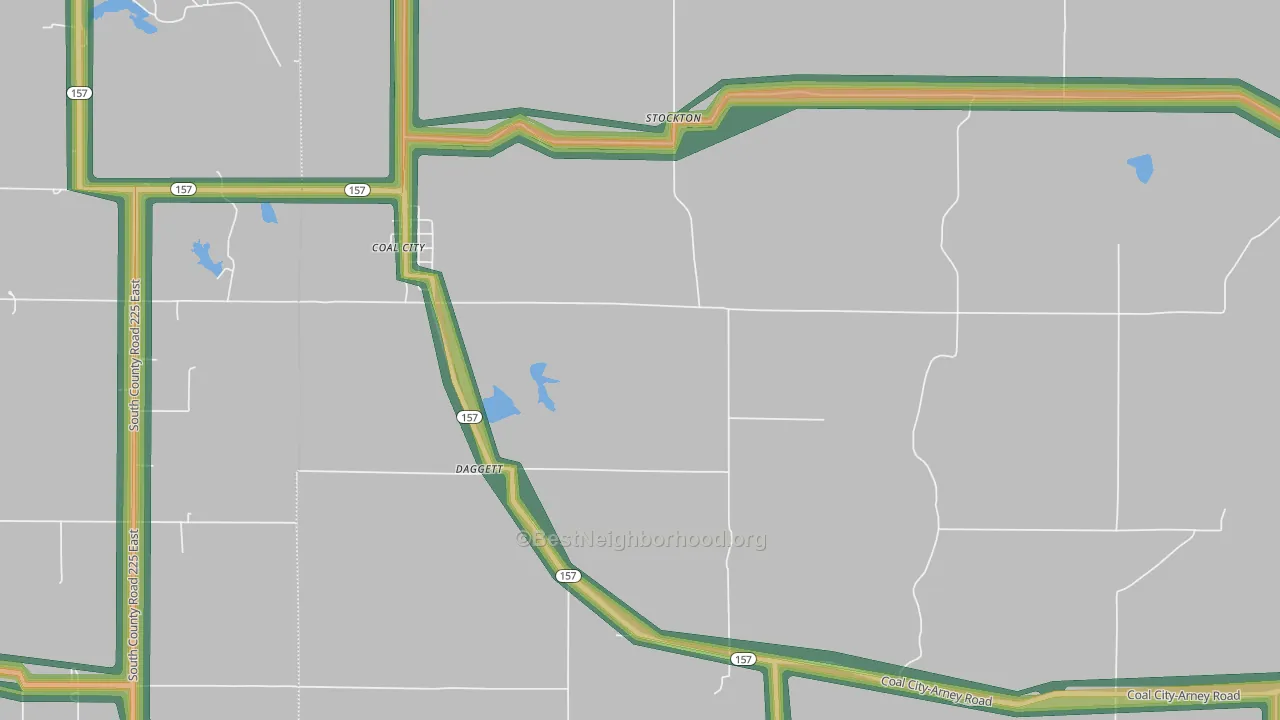 Daggett, IN Map of Noise Levels in Daggett