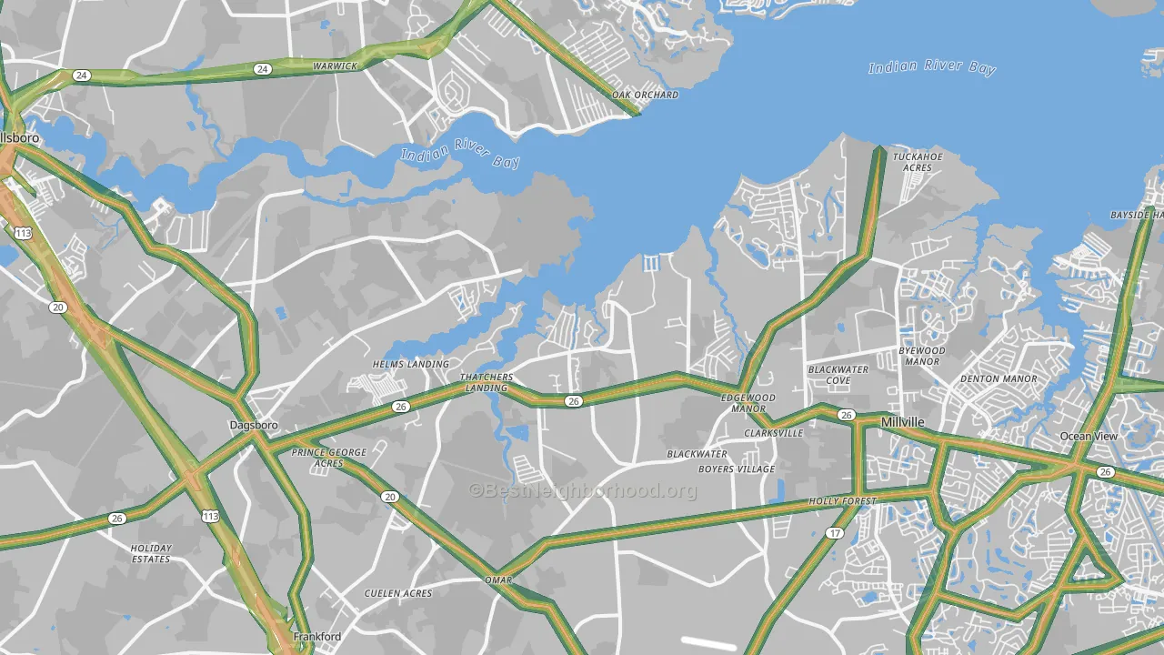 Dagsboro, DE Map of Noise Levels in Dagsboro