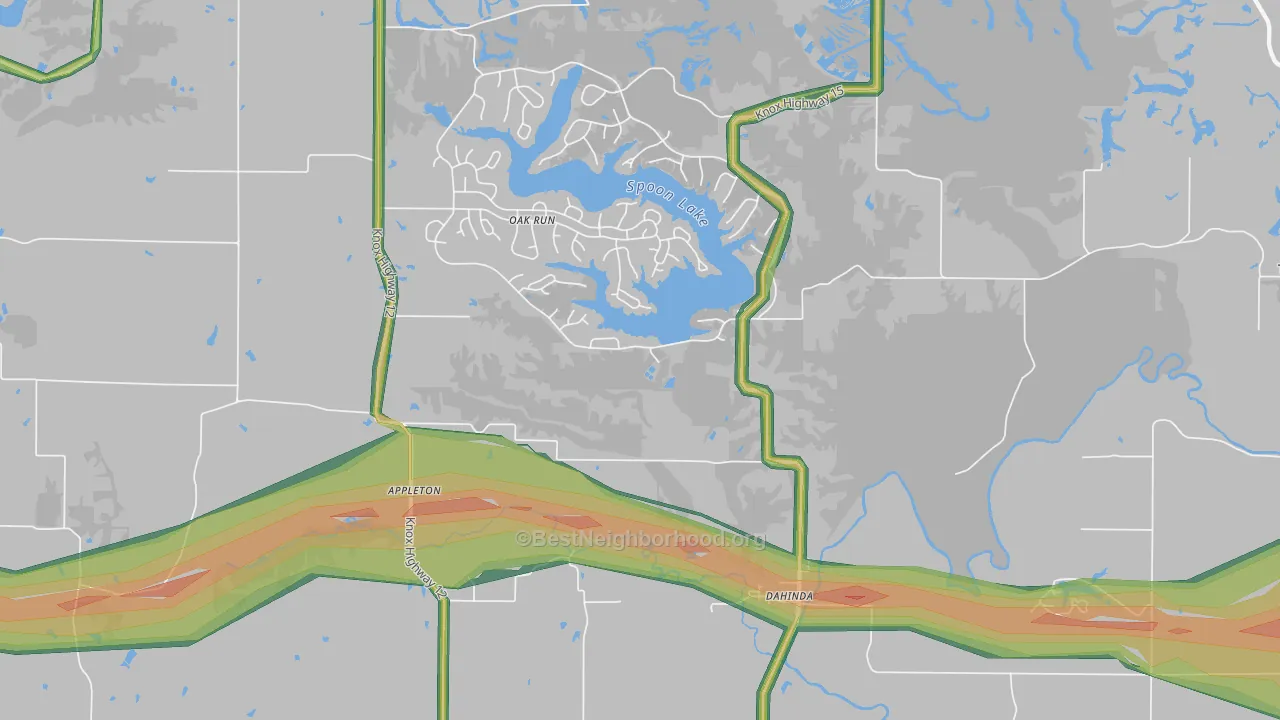 Dahinda, IL Map of Noise Levels in Dahinda