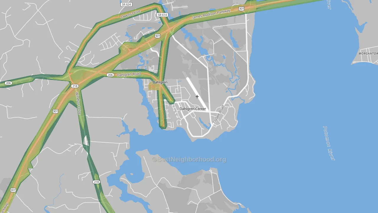Dahlgren, VA Map of Noise Levels in Dahlgren