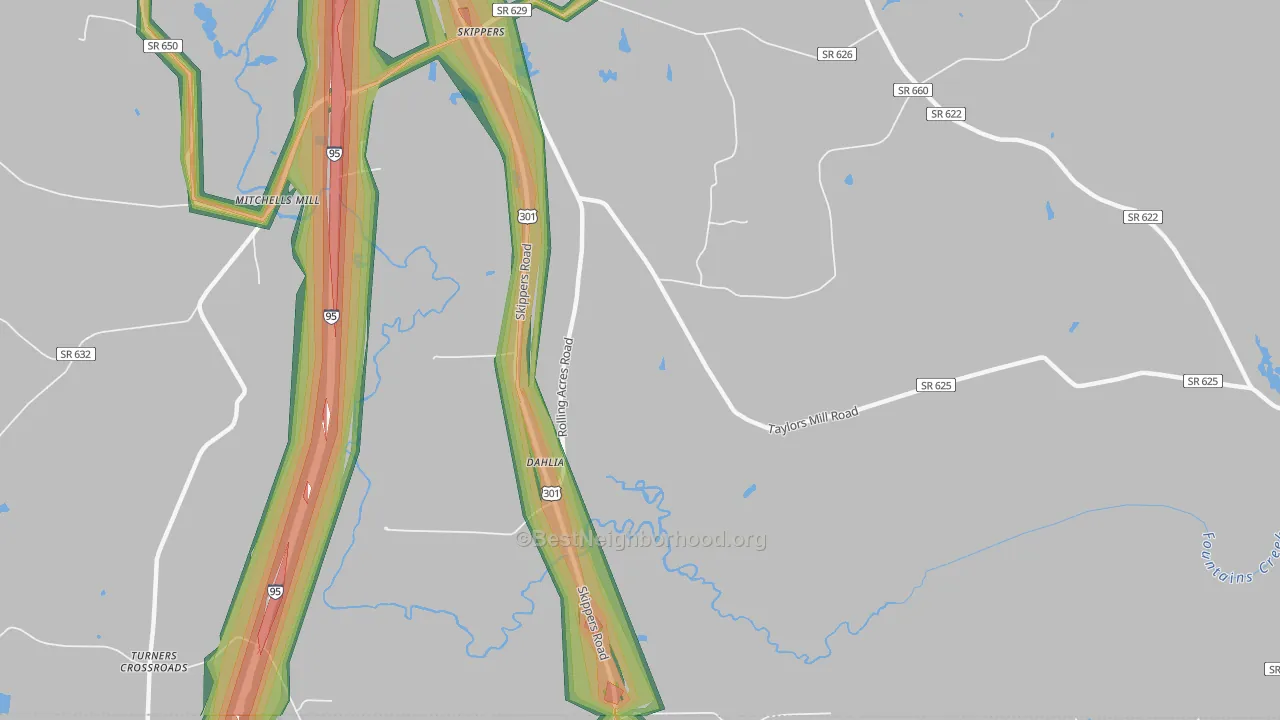 Dahlia, VA Map of Noise Levels in Dahlia