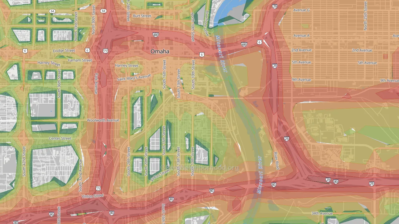 Dahlman, Omaha, NE Map of Noise Levels in Dahlman