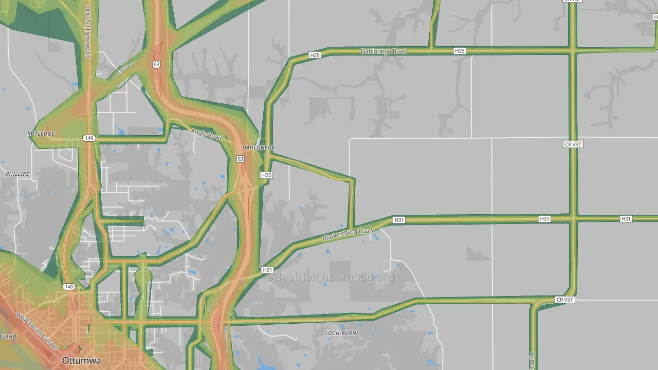 Dahlonega, IA Map of Noise Levels in Dahlonega