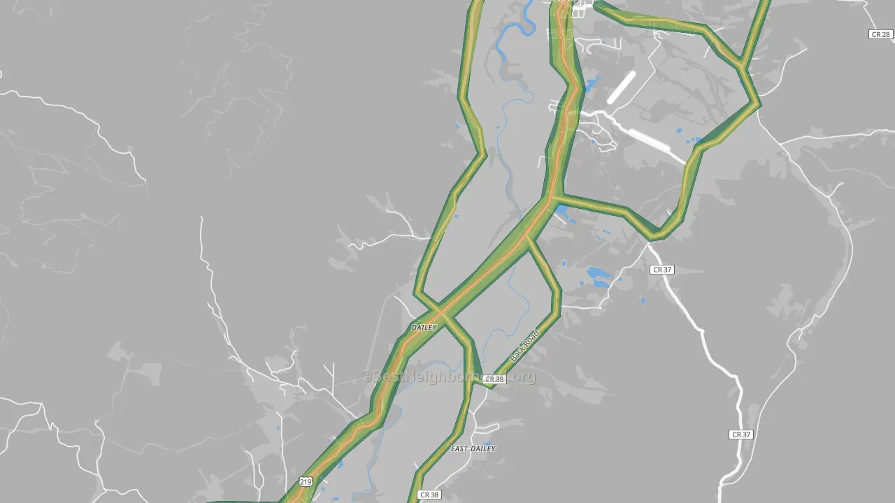 Dailey, WV Map of Noise Levels in Dailey