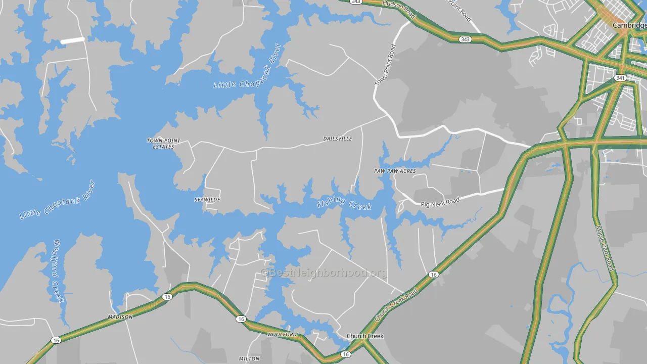 Dailsville, MD Map of Noise Levels in Dailsville