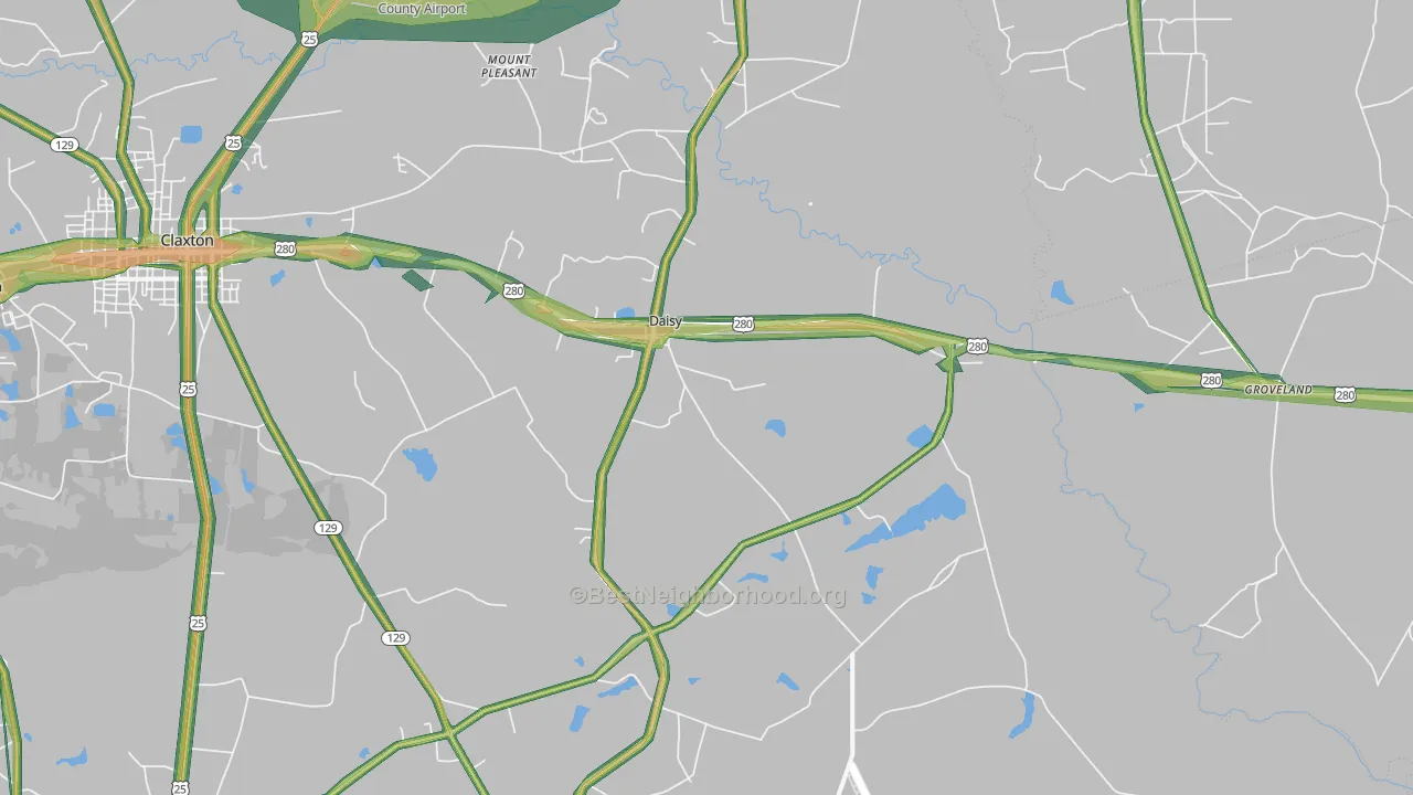 Daisy, GA Map of Noise Levels in Daisy