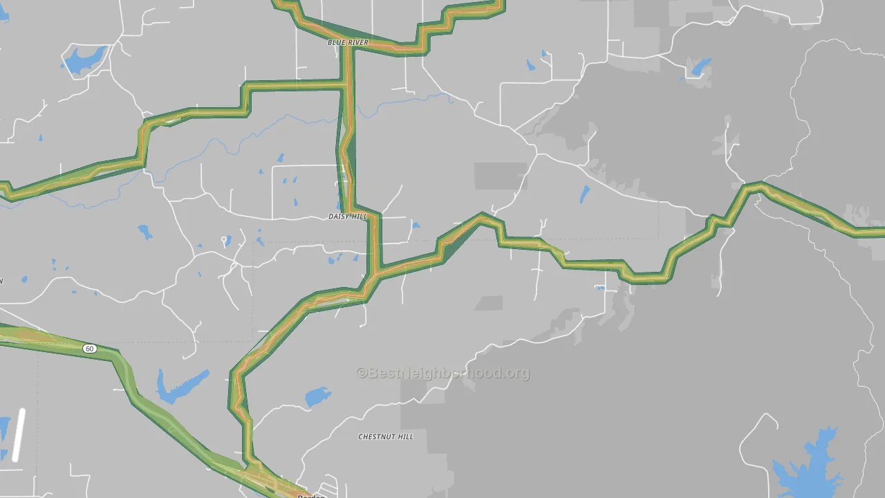 Daisy Hill, IN Map of Noise Levels in Daisy Hill