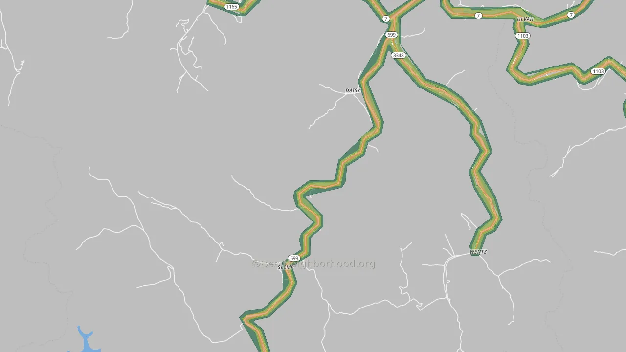 Daisy, KY Map of Noise Levels in Daisy
