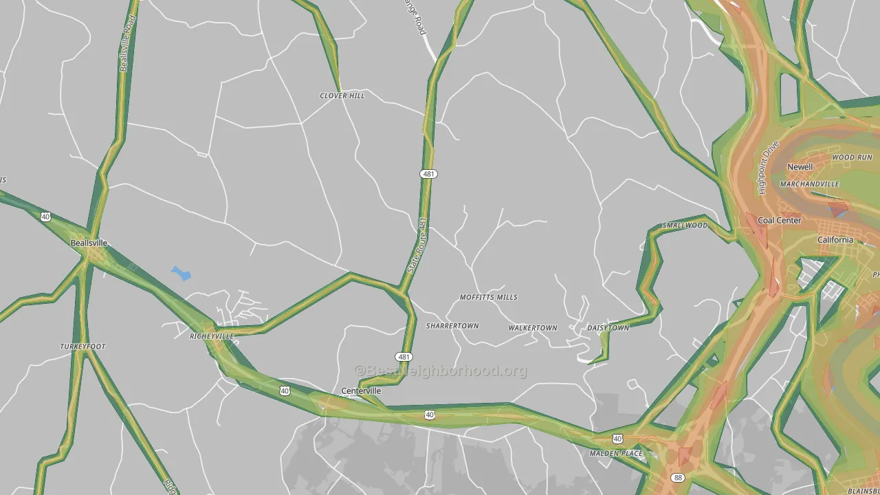 Daisytown, PA Map of Noise Levels in Daisytown