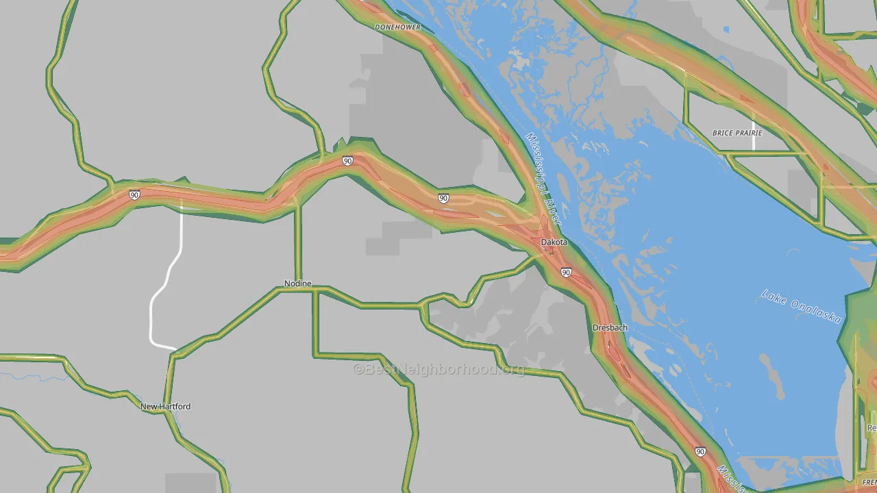 Dakota, MN Map of Noise Levels in Dakota