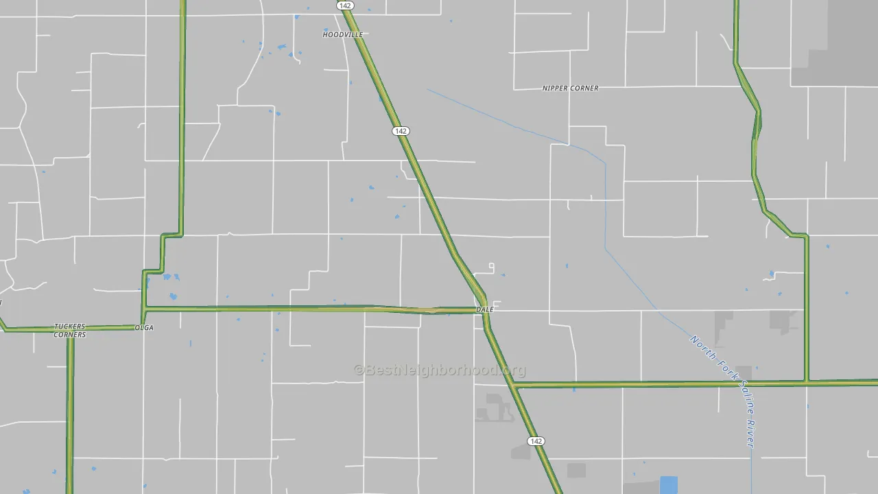 Dale, IL Map of Noise Levels in Dale