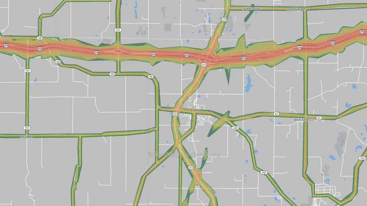Dale, IN Map of Noise Levels in Dale