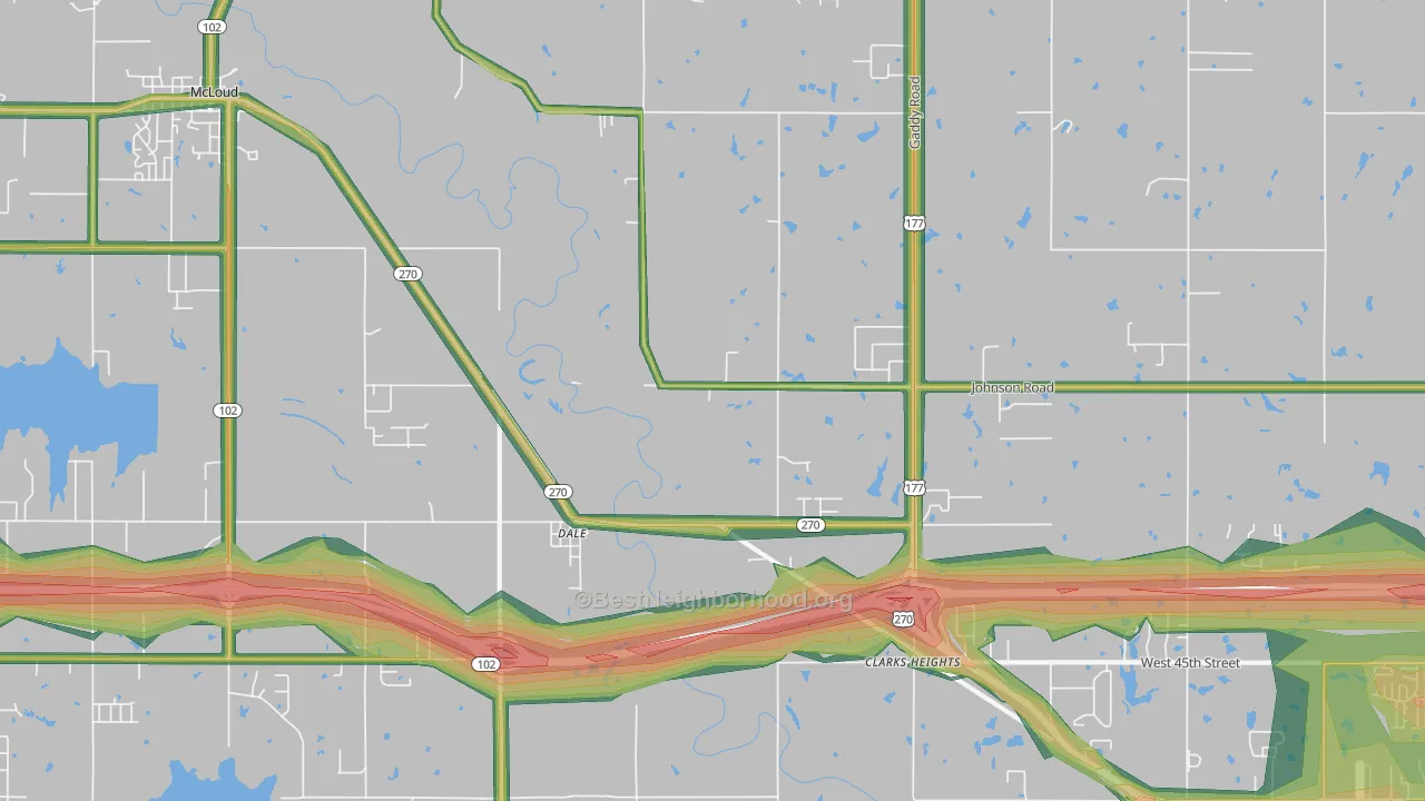 Dale, OK Map of Noise Levels in Dale