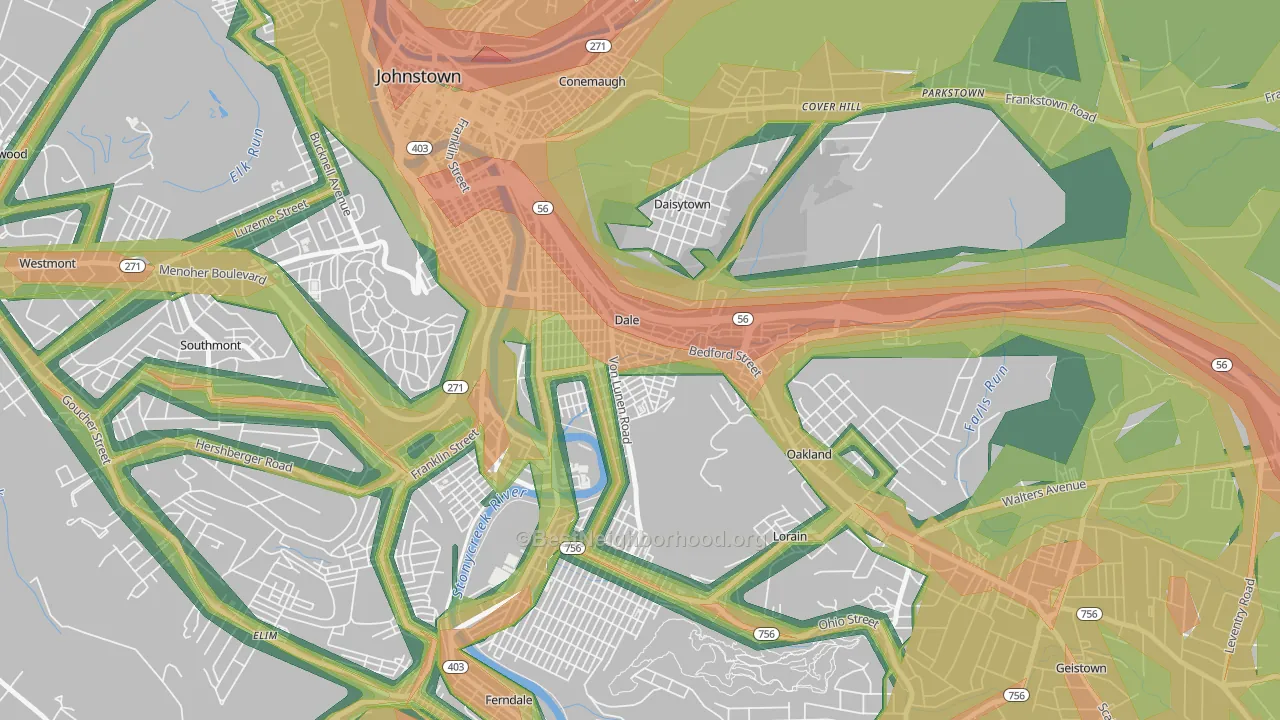 Dale, PA Map of Noise Levels in Dale