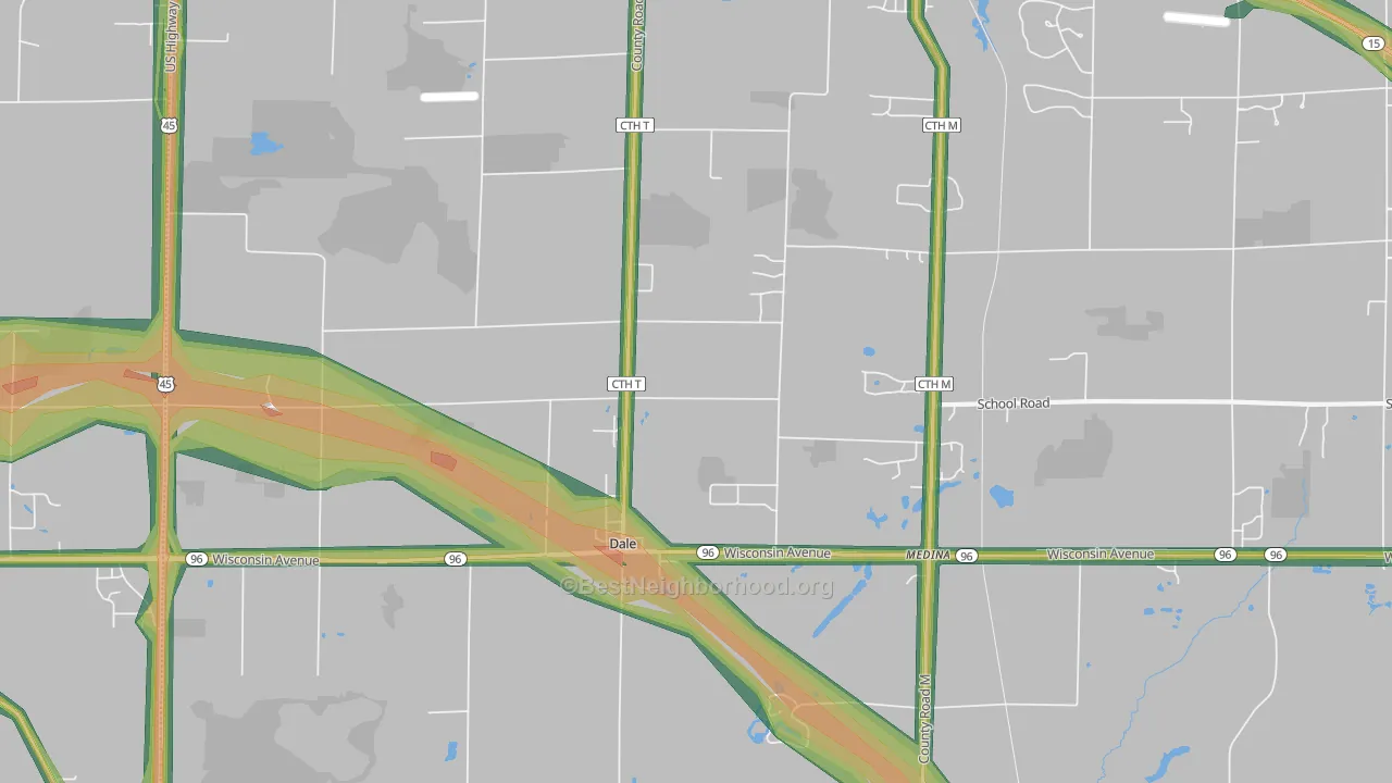 Dale, WI Map of Noise Levels in Dale