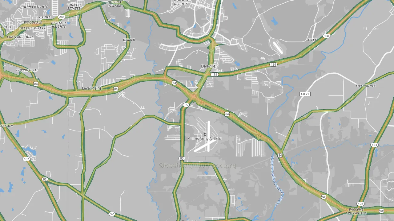 Daleville, AL Map of Noise Levels in Daleville