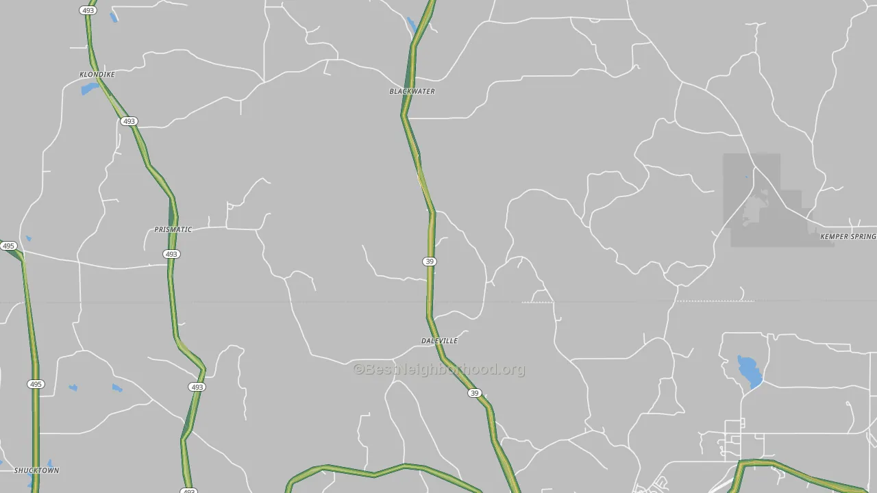 Daleville, MS Map of Noise Levels in Daleville