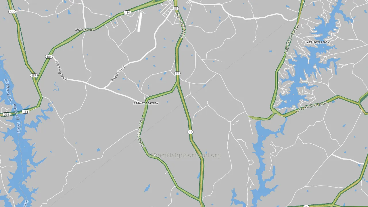 Dalewood, SC Map of Noise Levels in Dalewood
