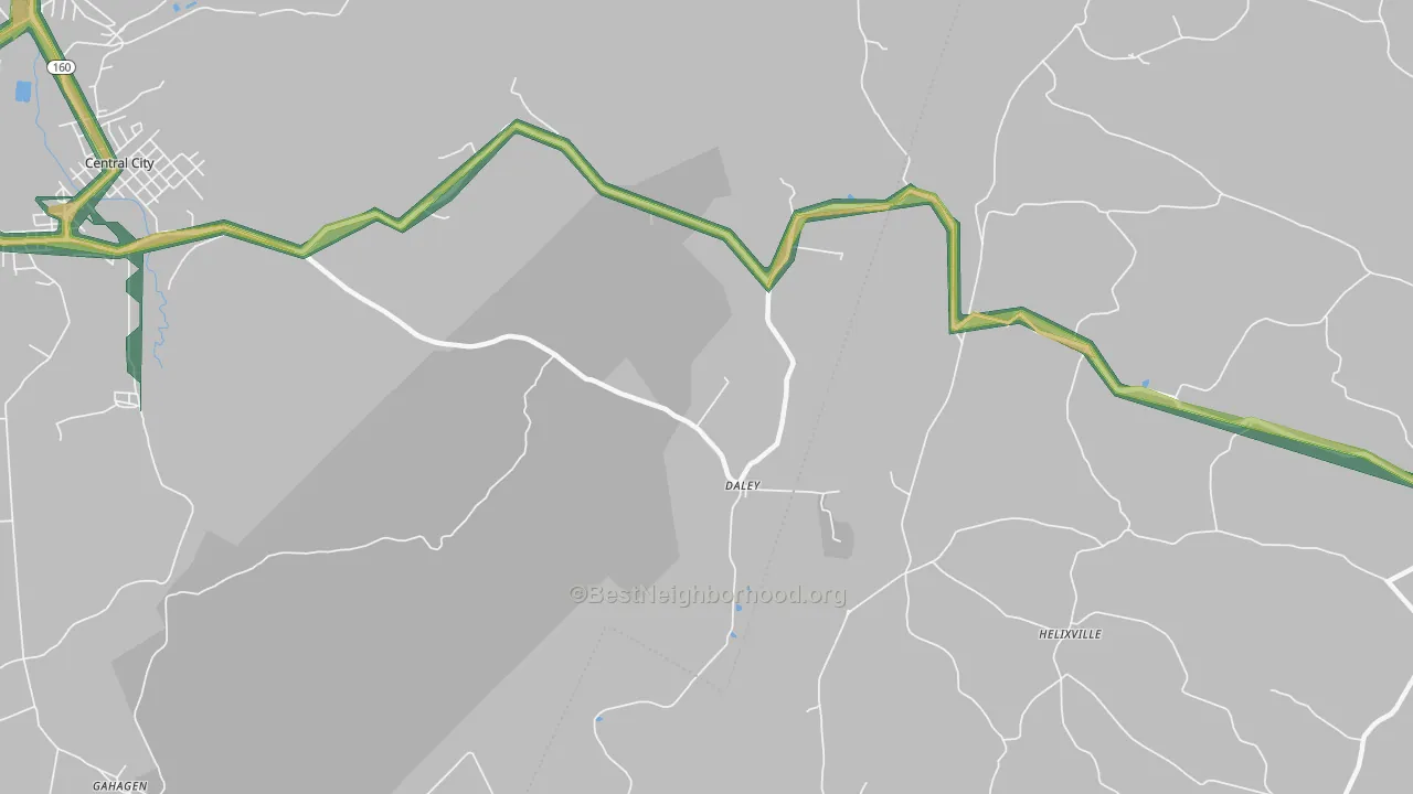 Daley, PA Map of Noise Levels in Daley