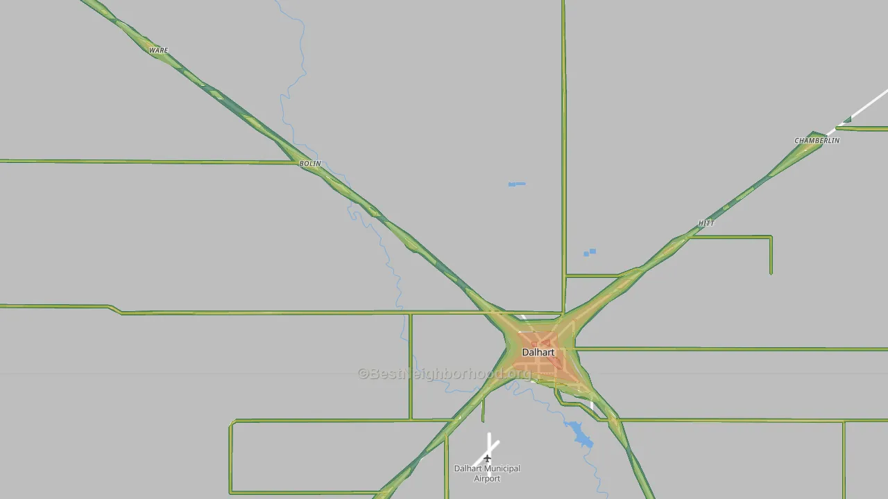 Dallam County, TX Map of Noise Levels in Dallam County