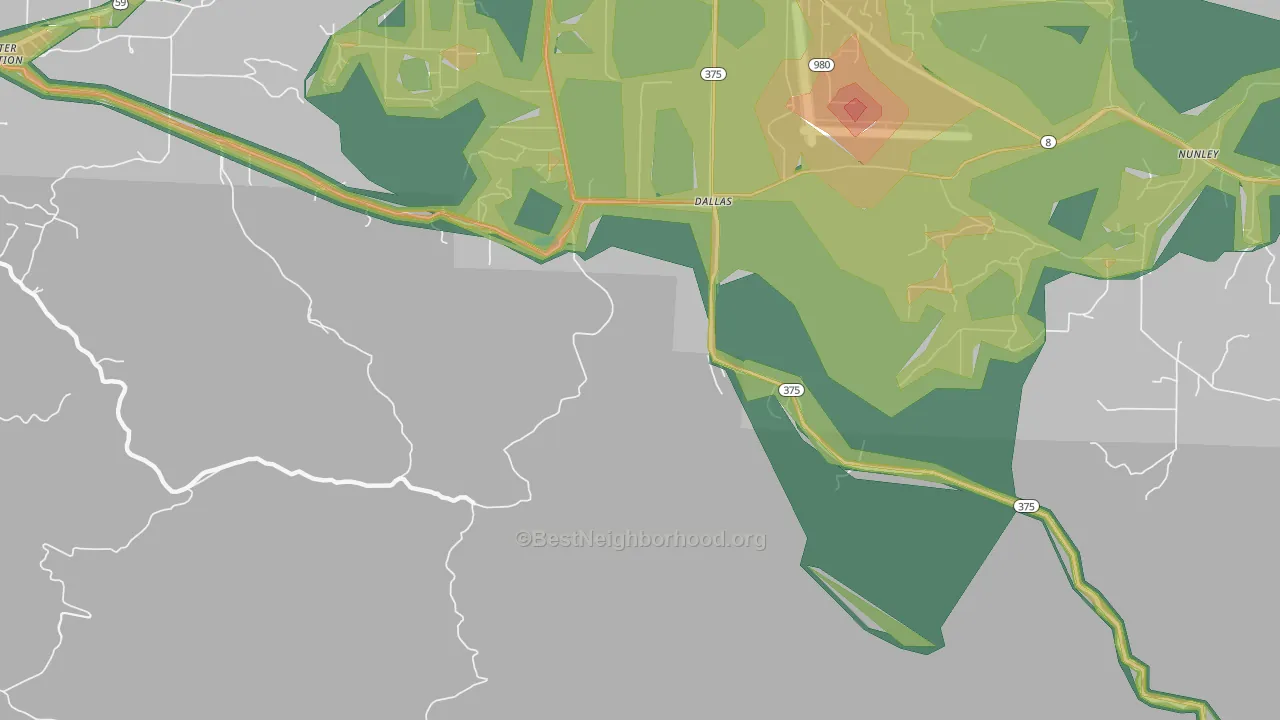 Dallas, AR Map of Noise Levels in Dallas