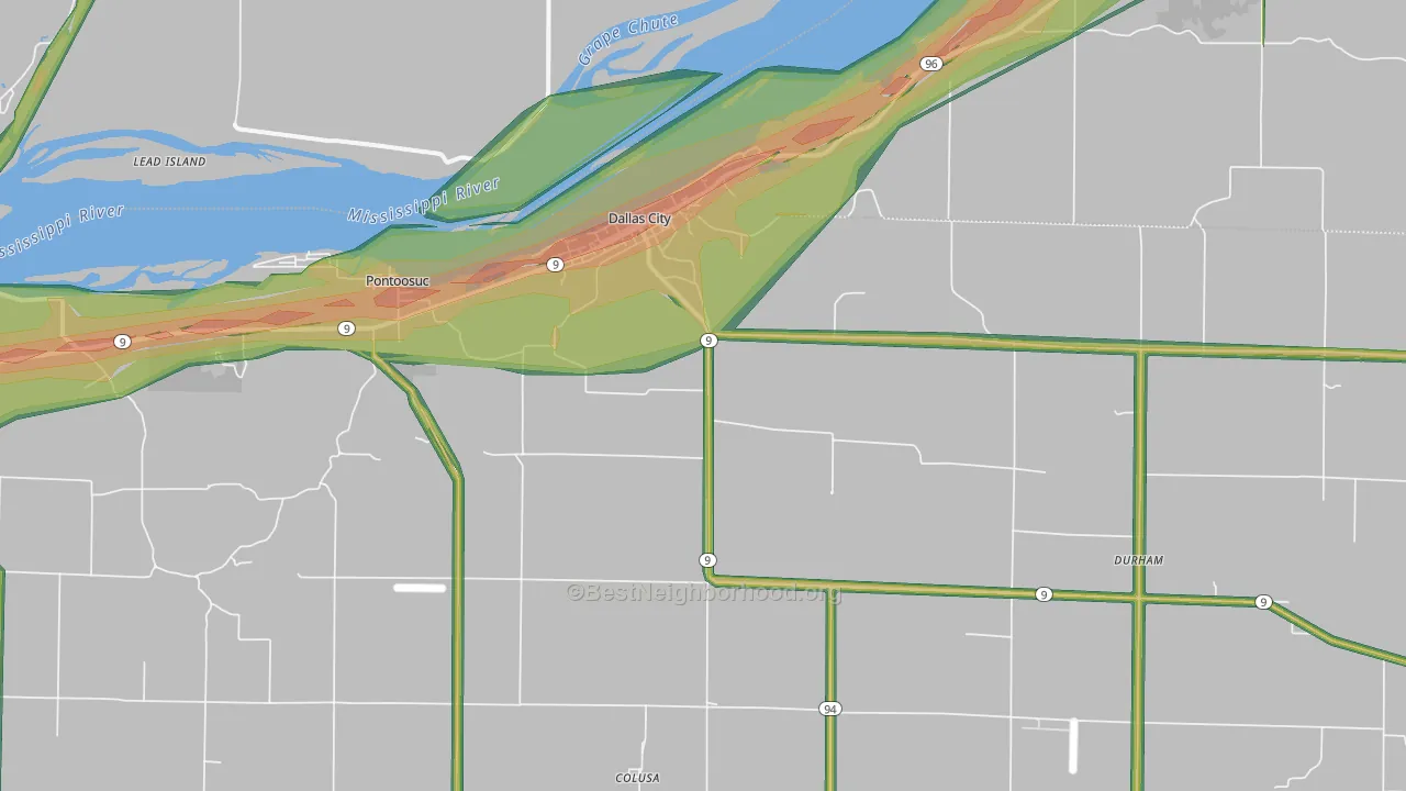 Dallas City, IL Map of Noise Levels in Dallas City