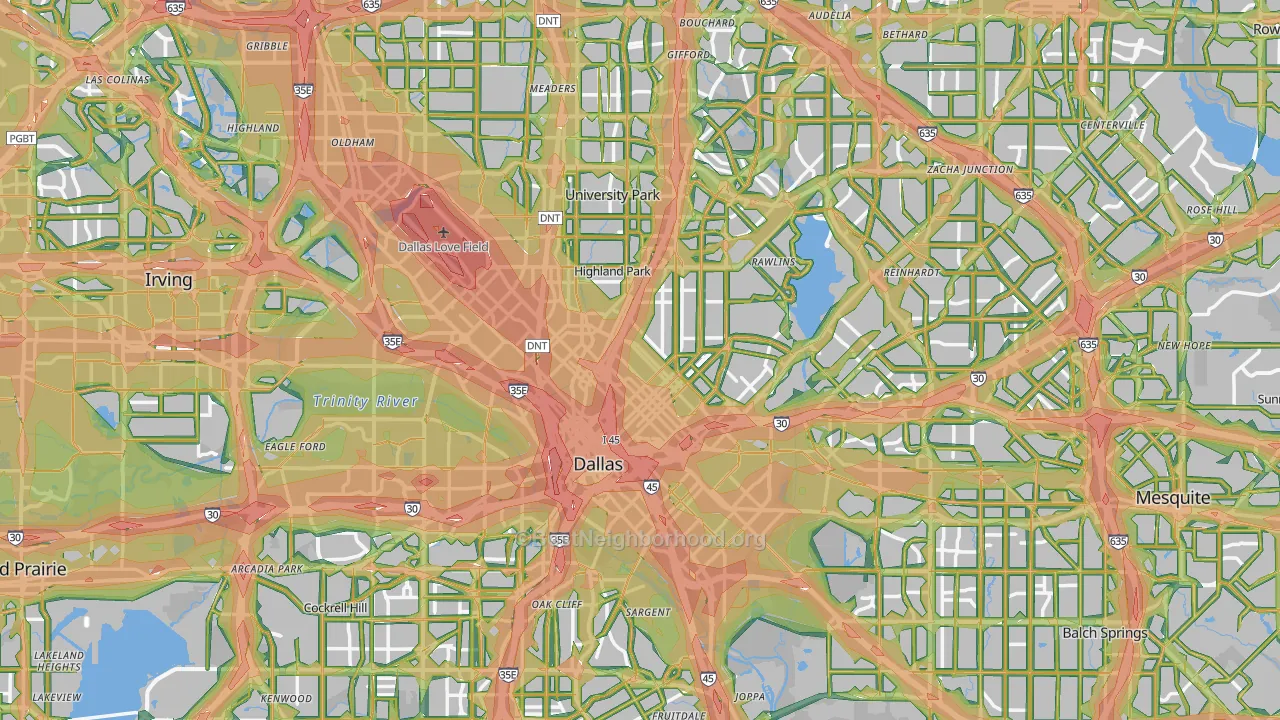 Dallas, TX Map of Noise Levels in Dallas