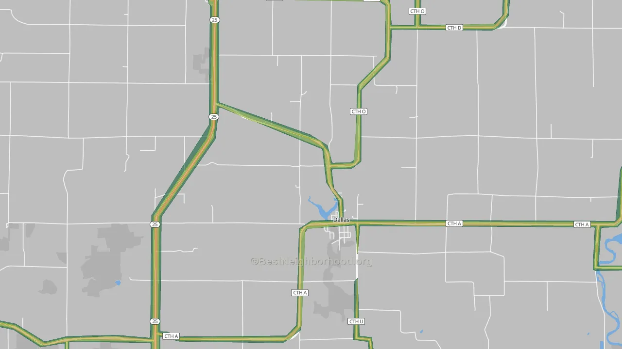 Dallas, WI Map of Noise Levels in Dallas