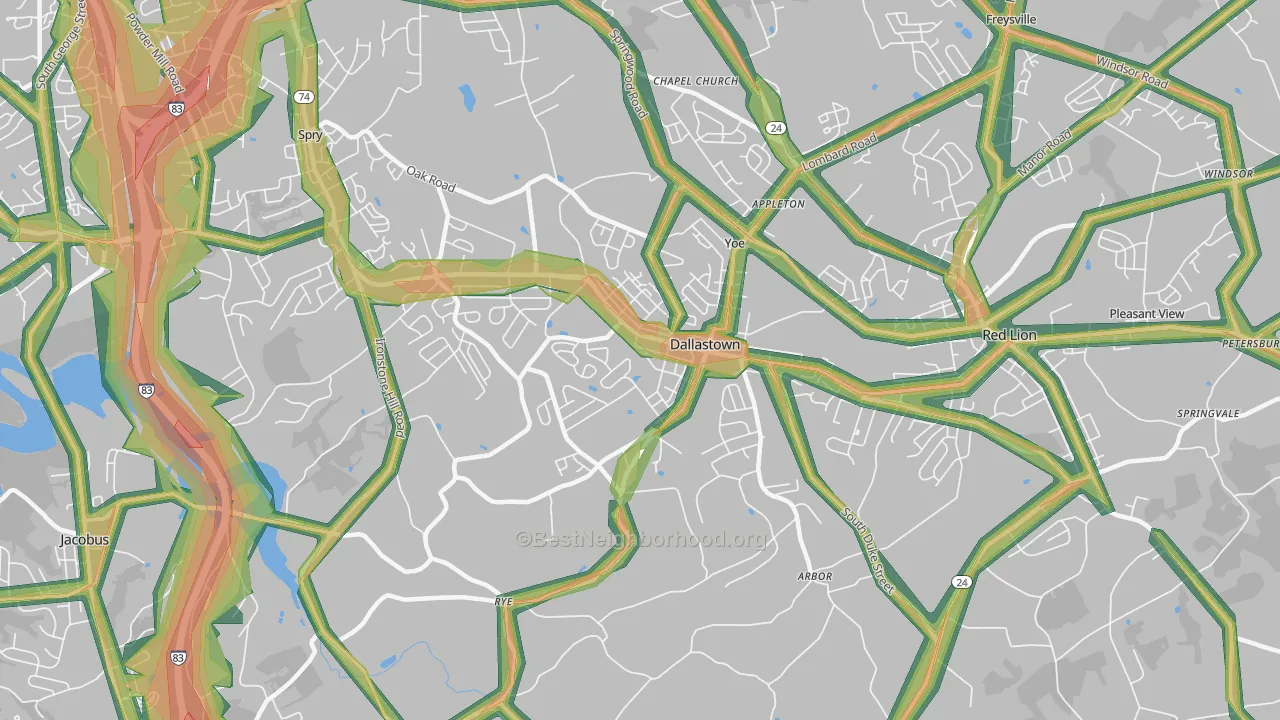 Dallastown, PA Map of Noise Levels in Dallastown