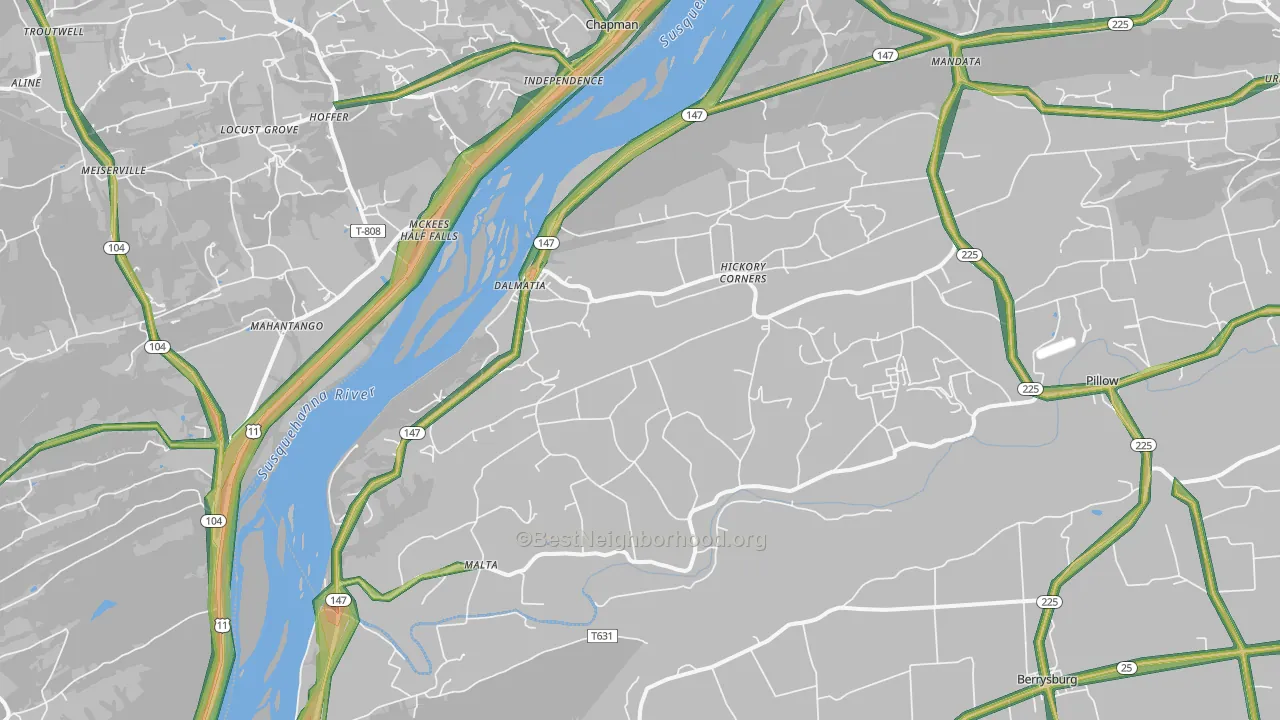 Dalmatia, PA Map of Noise Levels in Dalmatia