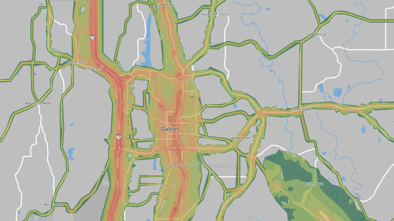 Dalton, GA Map of Noise Levels in Dalton
