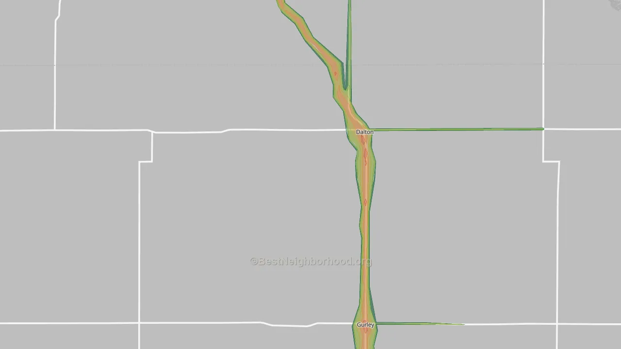 Dalton, NE Map of Noise Levels in Dalton