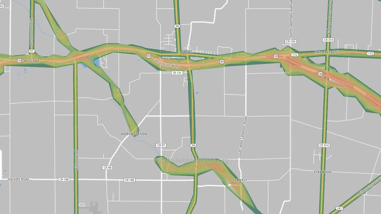 Dalton, OH Map of Noise Levels in Dalton